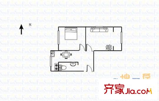 勝利橋東太鋼宿舍 2室 戶型圖