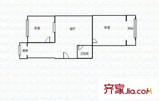 南海東街公安局宿舍 2室 戶型圖
