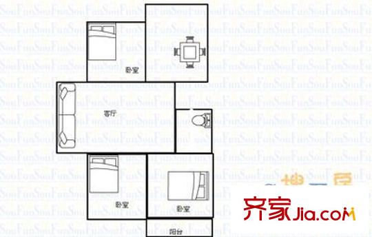 神劍苑 3室 戶型圖