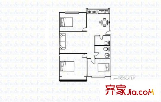 山西紙張公司宿舍戶(hù)型圖12300 3室