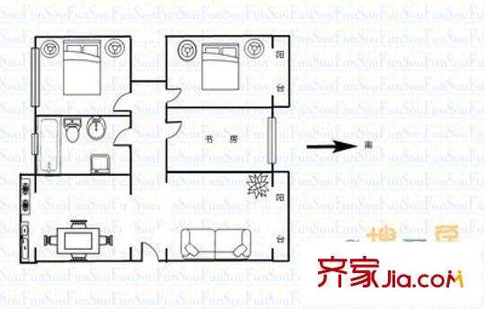 山西高速管理局宿舍 3室 戶型圖