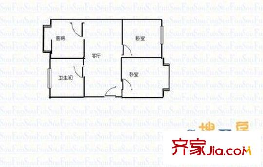 省人大宿舍 2室 戶型圖