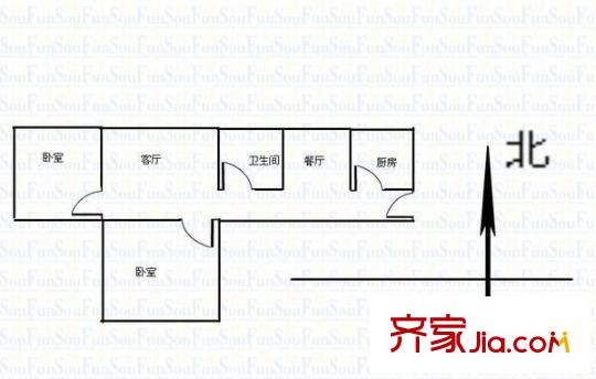 省中醫(yī)研究所宿舍 2室 戶型圖