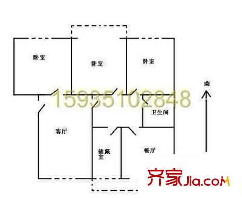 山西省物資管理儲(chǔ)備局并州北路家屬院小區(qū) 3室 戶型圖