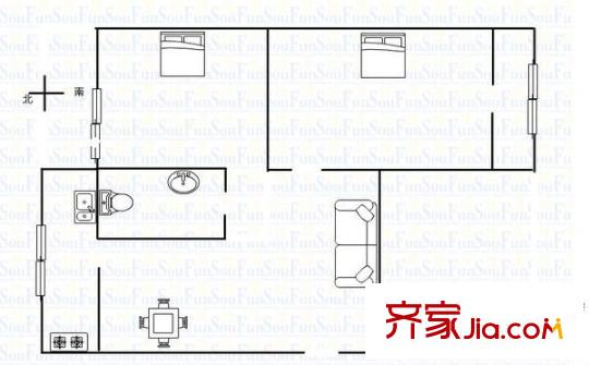 省建五公司宿舍 2室 戶型圖