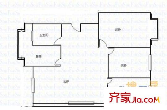 汽配廠宿舍 3室 戶型圖