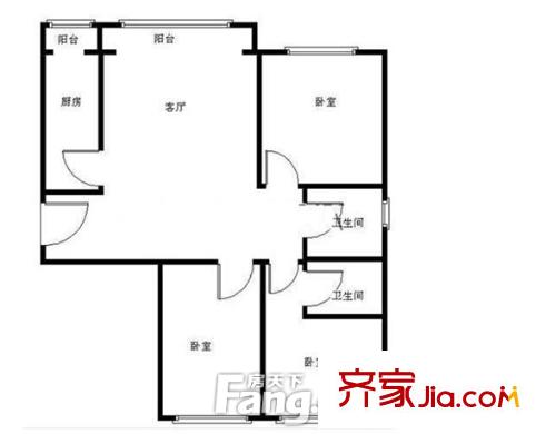 太原 大馬新區(qū) 戶型圖3室1廳2衛(wèi)1廚