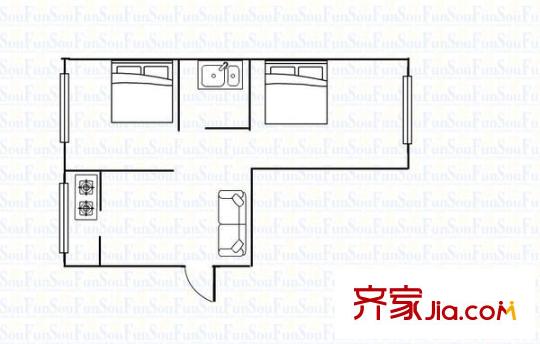 氣化小區(qū) 2室 戶型圖