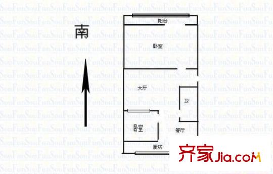 鑫苑小區(qū) 2室 戶型圖