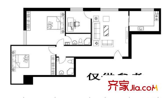 美地公館戶型圖01 2室