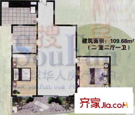 麗景南中環(huán)戶型圖2室2廳1衛(wèi)1廚