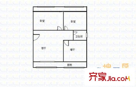 旱西關(guān)勞動(dòng)廳宿舍 2室 戶型圖