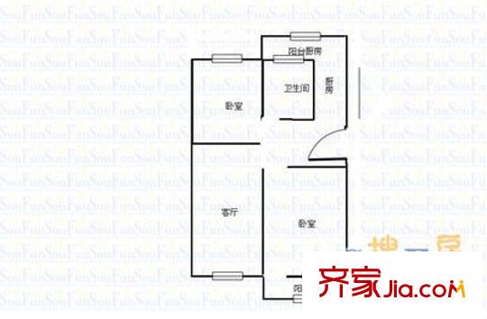 假肢廠宿舍 2室 戶型圖