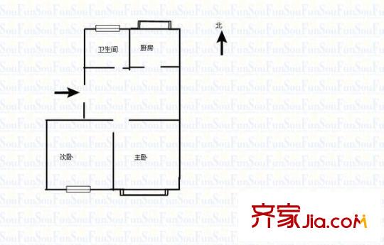 交通科學研究院宿舍 2室 戶型圖