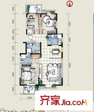 荷唐月舍戶型圖2#樓3單元02戶型 3室2廳2衛(wèi)