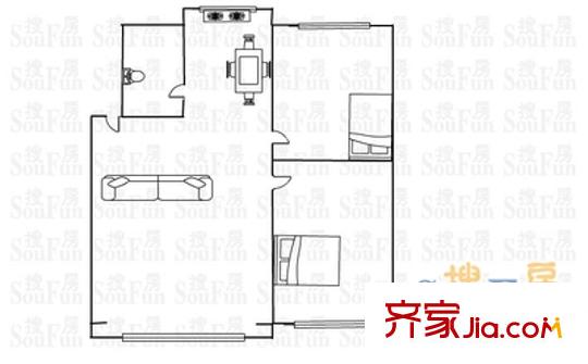 晉府花園小區(qū) 2室 戶型圖