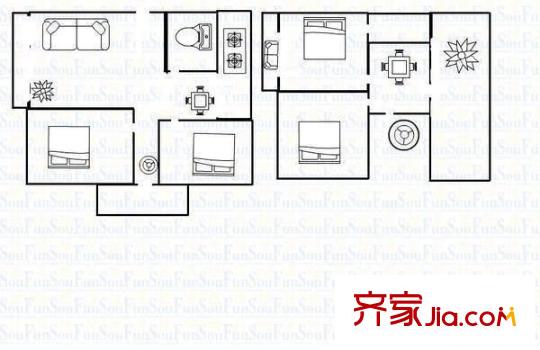 晉府花園小區(qū) 4室 戶型圖