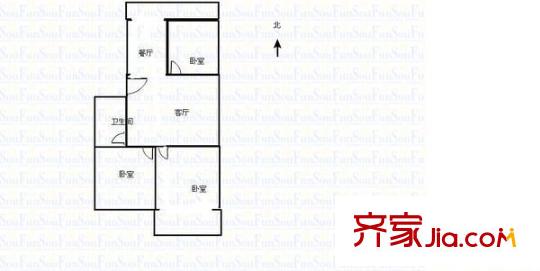 國師街糧食局宿舍 3室 戶型圖