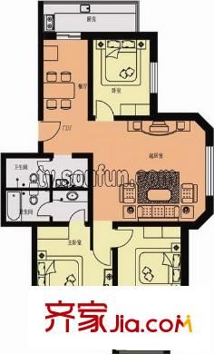 匯豪瀾灣戶型圖戶型圖D 3室2廳1衛(wèi)
