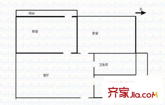 國師街糧食局宿舍 2室 戶型圖