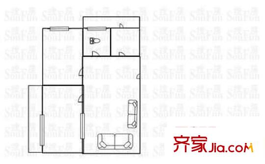 國師街糧食局宿舍 2室 戶型圖