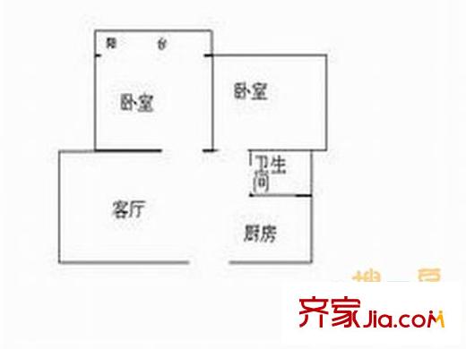 國師街糧食局宿舍 2室 戶型圖