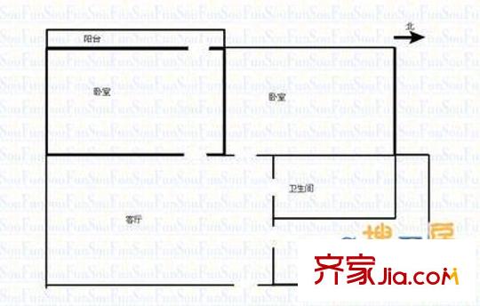 國師街糧食局宿舍 2室 戶型圖