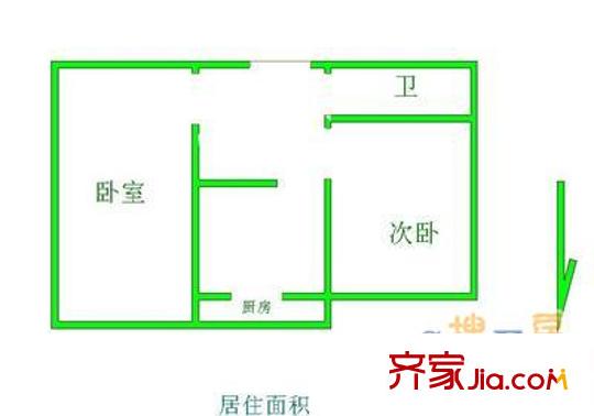 新城南街中行宿舍 2室 戶型圖