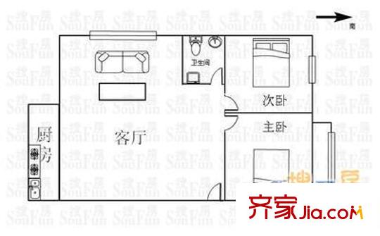 豐華公寓 2室 戶型圖