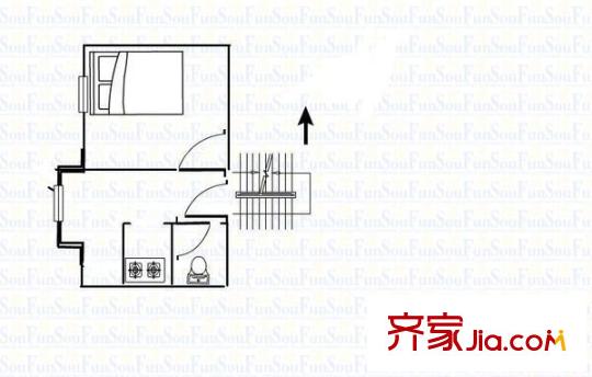 山西煤炭職工培訓(xùn)中心宿舍 1室 戶型圖