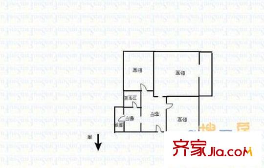 山西煤炭職工培訓(xùn)中心宿舍 3室 戶型圖