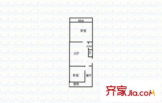 精營東二道巷交行宿舍戶型圖交行宿舍（精營東二道巷） 1室 戶型圖 1室2廳1衛(wèi)1廚