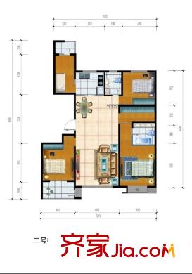 格林花園戶型圖2#樓B戶型 4室2廳