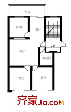 純境戶型圖B戶型 3室2廳1衛(wèi)1廚