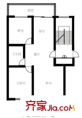 純境戶型圖C戶型 3室2廳1衛(wèi)1廚