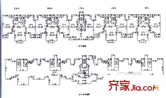 紫荊假日戶型圖地下室、一層平面圖 