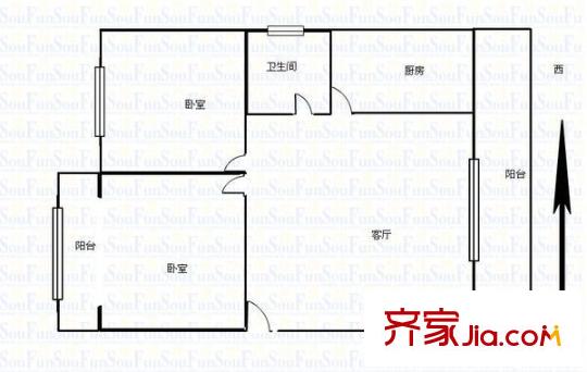 滌綸廠宿舍 2室 戶型圖