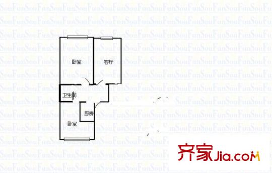 滌綸廠宿舍 2室 戶型圖