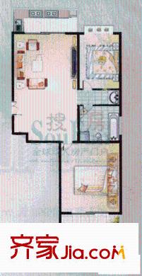 紫藤苑二期戶型圖2室2廳1衛(wèi)1廚