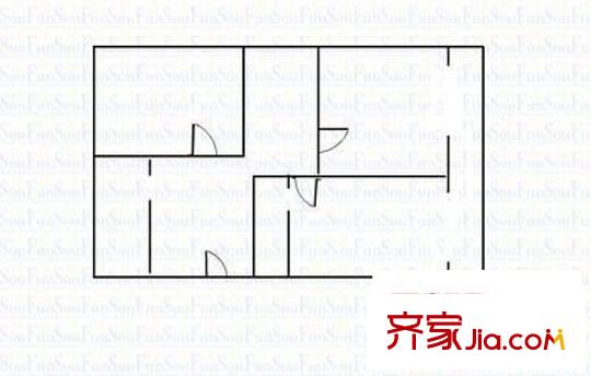 小北門機床廠宿舍 3室 戶型圖