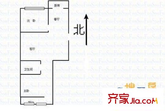 省建四公司宿舍 2室 戶型圖