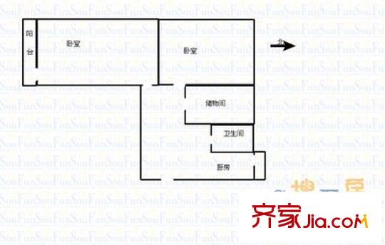 新源里教委宿舍 2室 戶型圖