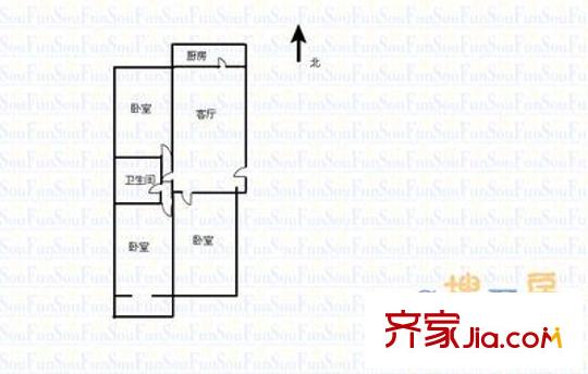新華小區(qū) 2室 戶型圖