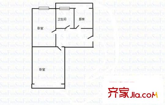 新礦院路農(nóng)行宿舍 2室 戶型圖