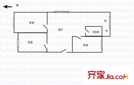 南內(nèi)環(huán)安裝公司宿舍 3室 戶型圖
