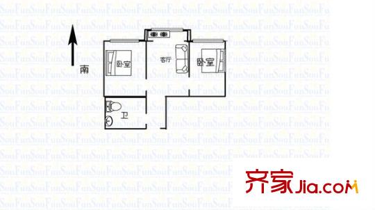 建南省建二公司宿舍2室 戶型圖
