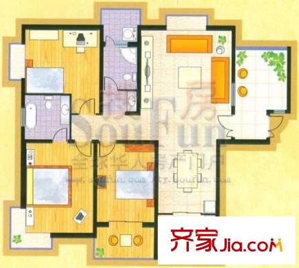陽光花園 3室 戶型圖