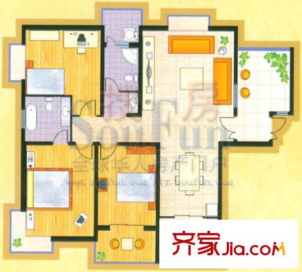 陽光花園戶型圖大家風(fēng)范 3室2廳2衛(wèi)1廚