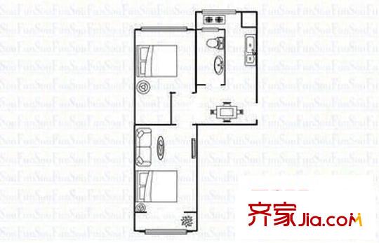 省電建三公司宿舍 2室 戶型圖