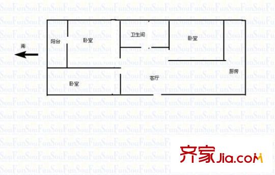 漪汾小區(qū) 3室 戶型圖